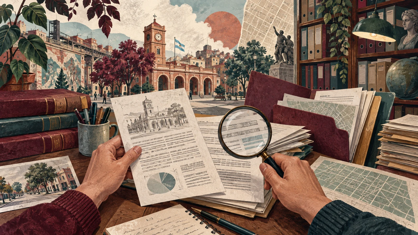 Ilustración editorial generada con IA sobre consulta de información pública.