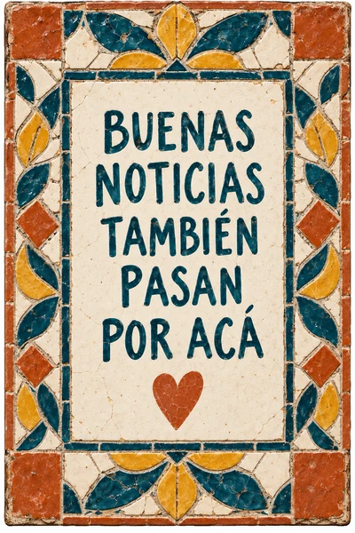 Cartel ilustrado: Buenas noticias también pasan por acá